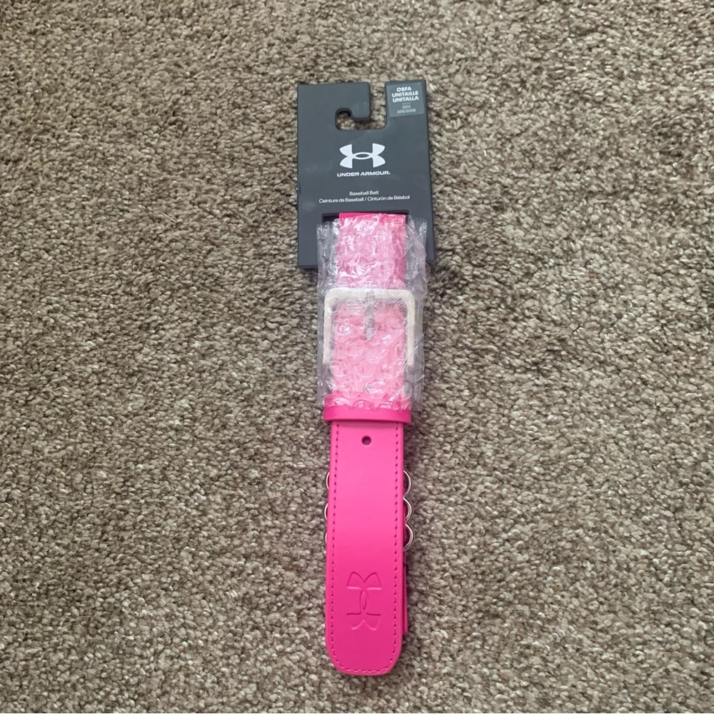 NWT Youth Under Armour Pink Softball Baseball Belt